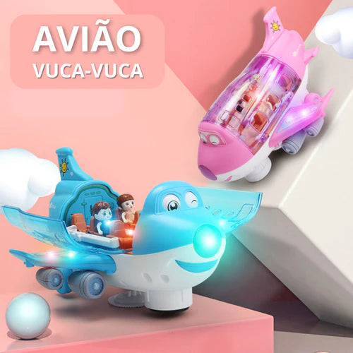 Avião elétrico giratório com luzes LED para crianças