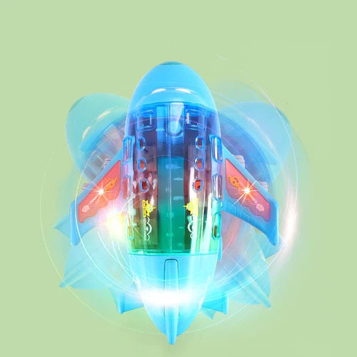 Avião elétrico giratório com luzes LED para crianças