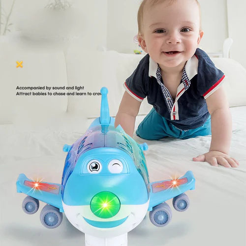 Avião elétrico giratório com luzes LED para crianças